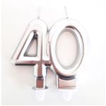 Vela numero plateada 40