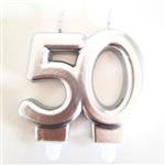 Vela numero plateada 50