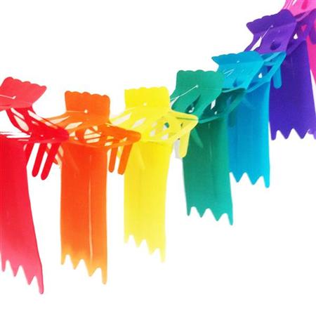 Guirnalda de papel triángulos con flecos multicolor