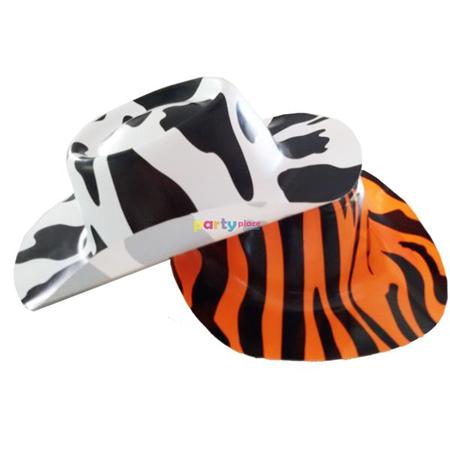 Sombrero Sheriff animal print (colores surtidos rosa, naranja, amarillo, blanco, marron)