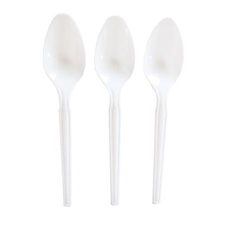 Cubierto plástico. Cuchara blanca 10u