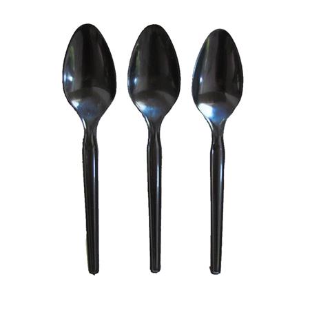 Cubierto plástico. Cuchara negra 10u