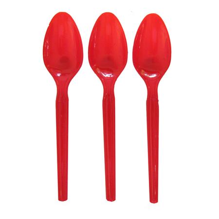 Cubierto plástico. Cuchara roja 10u