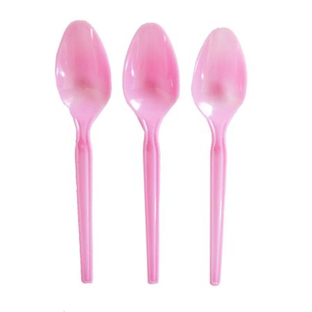 Cubierto plástico. Cuchara rosa 10u
