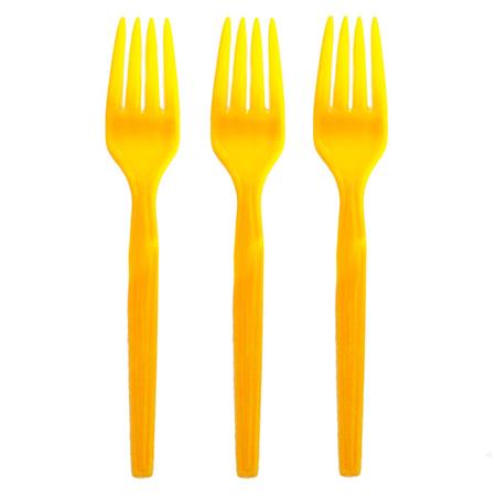 Cubierto plástico. Tenedor amarillo 10u