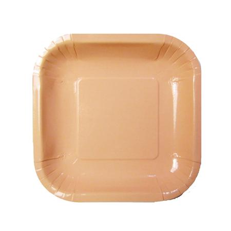 Plato cuadrado chico liso salmón 8u