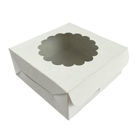 Cajita cuadrada blanca con visor Flor CH