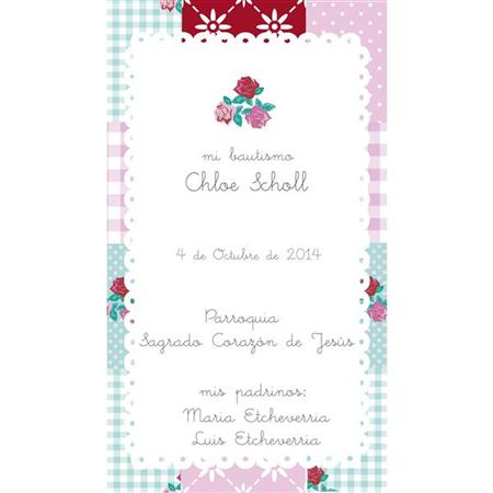 Estampita Bautismo/Comunión Shabby Chic 12u