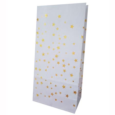 Bolsa con base estrellitas plateadas blancas 10u