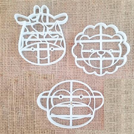 Cortantes plasticos Set Selva Selva Jirafa, león, mono (3u)