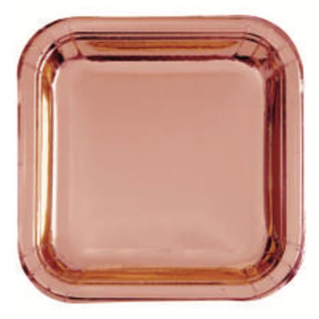 Plato cuadrado gde. liso met Rose Gold 10u