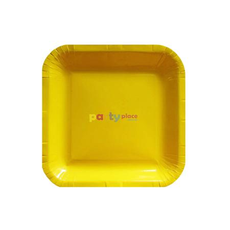Plato cuadrado chico liso amarillo 8u