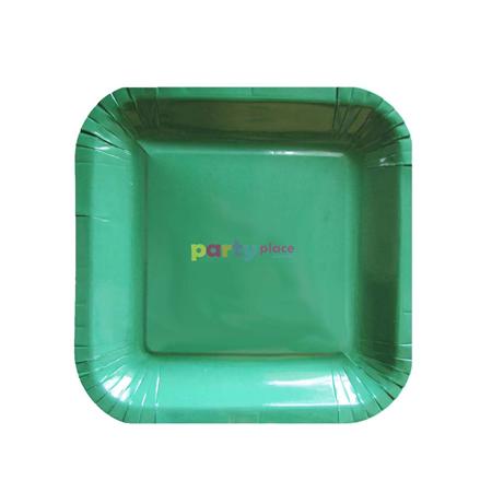 Plato cuadrado chico liso verde 8u