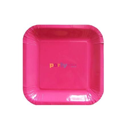 Plato cuadrado chico liso fucsia 8u