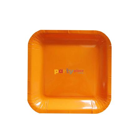 Plato cuadrado chico liso naranja 8u