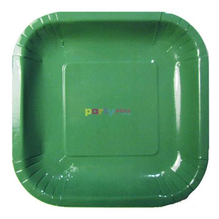 Plato cuadrado gde. liso verde 8u