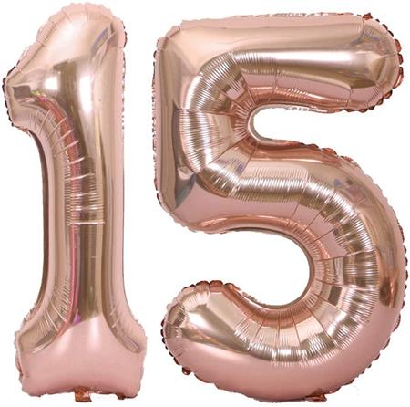 Globo Nro.15 met rose gold grande 86cm