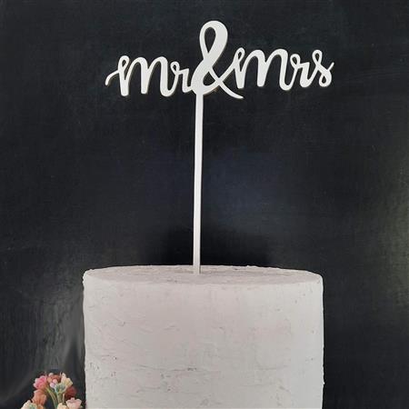 Cake Toppers Boda blanco Mr&Mrs (fino)