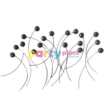 Pinches gibre pelotitas negras 6u