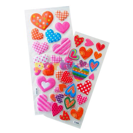 Stickers en plancha surtidas corazones 1u