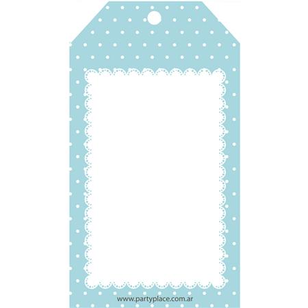 Tarjetas largas con cinta celestes pintitas 24u Lisos o Pers