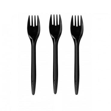 Cubierto plástico. Tenedor negro 10u
