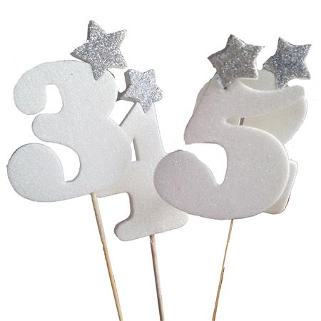 Número pinche de gibré blanco con estrellita (SOLO 5)