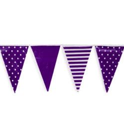 Banderín plástico lunares y rayas violeta 10 mts