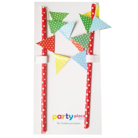 Mini banderín torta Lunares multicolor
