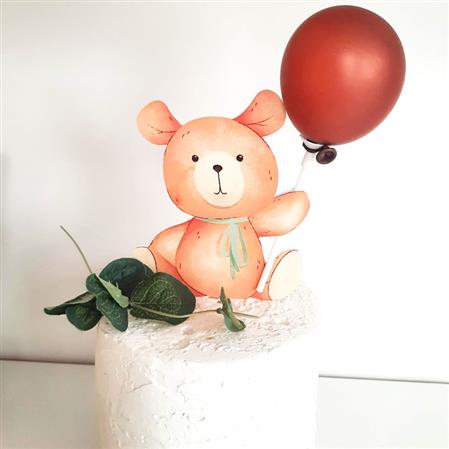 Pinche para torta Teddy con Globo y hoja