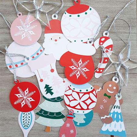 Adornos colgantes de papel navidad con cinta Set 15u