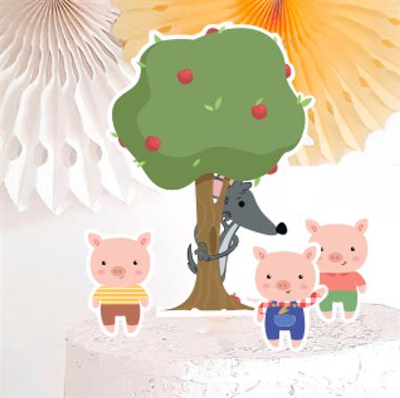 Pinches para torta Set x4 Los tres chanchitos