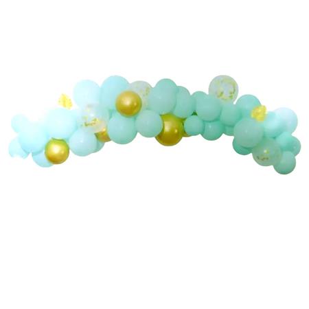 Arco de Globos Deco pared. Aqua y Oro 45p