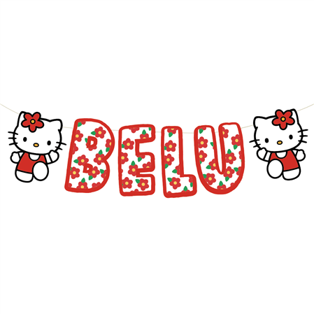 Banderín Hello Kitty Nombre troquelado Pers