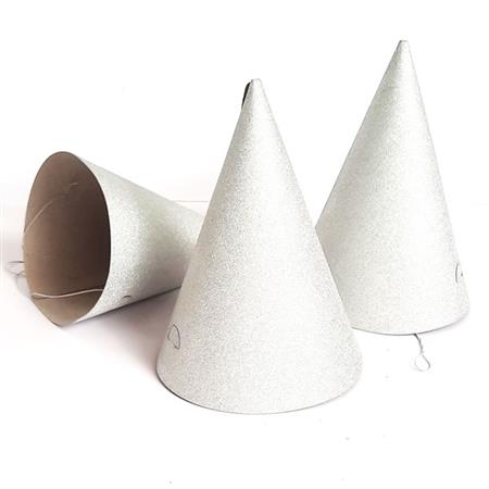 Bonetes glitter plateados 6u