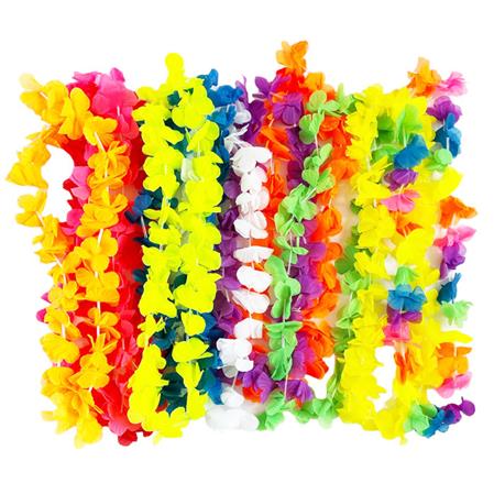 Collar hawaiano flores de tela fluo/neon surtidos