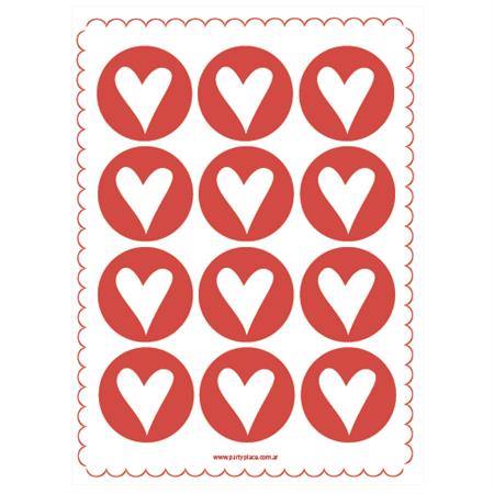 Stickers plancha Love corazones rojos 12s 1u