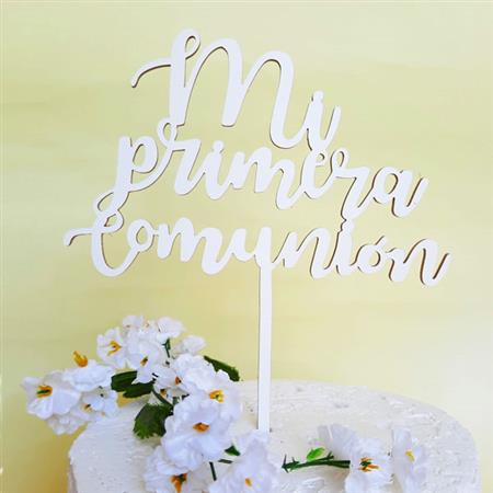 Cake Topper Mi primera Comunión (blanco)
