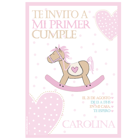 Invitacion Baby Rose Horse. Pers