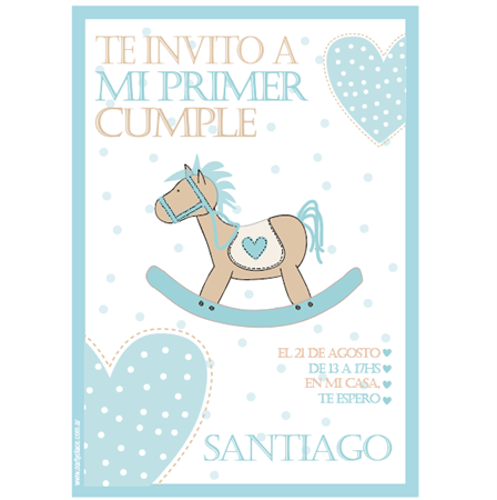 Invitación Baby Blue Horse 8u