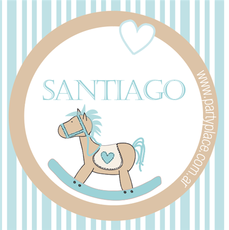 Tarjetitas Baby Blue Horse circulo 20u Pers