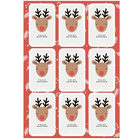 Stickers Plancha rectangulares Reindeer