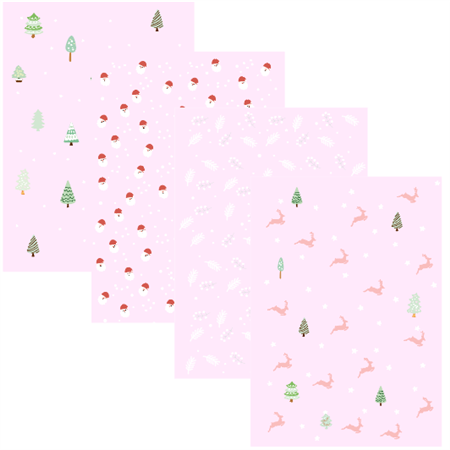 Set papel diseño Pink Christmas x4