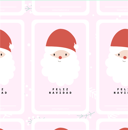 Stickers Plancha rectangulares Pink Papá Noel