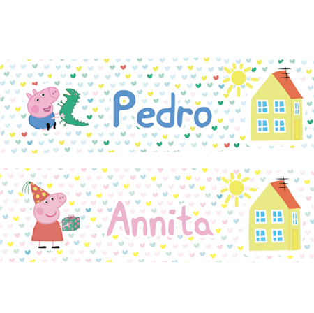 Banner de papel Peppa George pastel. 1u Pers.