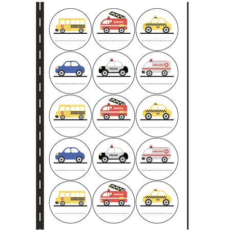 Stickers plancha redondas para personalizar Autitos 15s