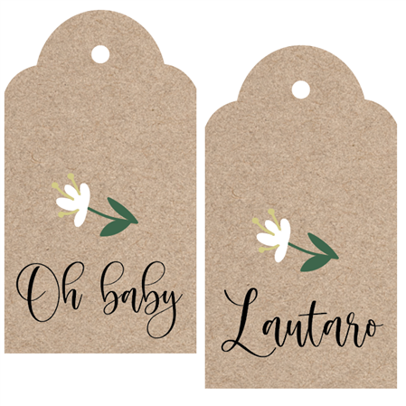 Tarjetas largas con cinta White flower 16u Pers