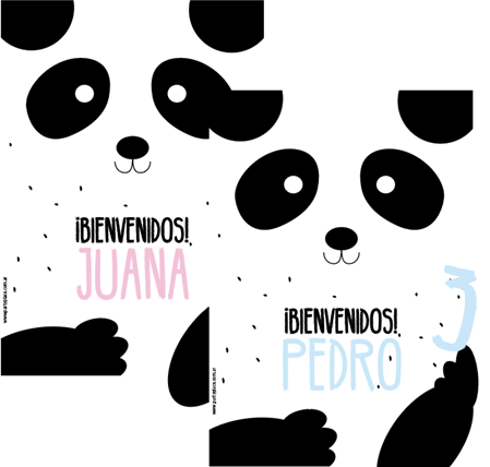 Afiche Pers. Panda (rosa/celeste)