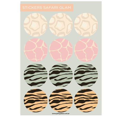 Stickers plancha Safari Glam redondas 12s 1u