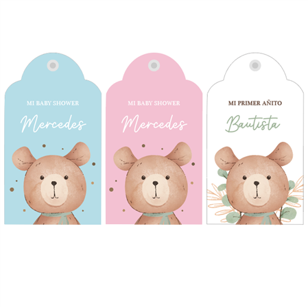 Tarjetas largas con cinta Teddy Bear 12u